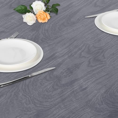 LUSHVIDA Round Tablecloth, Fitted Table Cloth for 36"-44" Tables, Wood Gray - Image 6