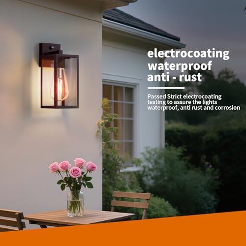 13'' Oil Rubbed Bronze Dusk to Dawn Outdoor Light Fixtures Wall Mount, Large Front Porch Lights, Sensor Exterior Wall Sconce, Waterproof Lantern Lamp,Outside Coach Light for House,Garage,Yard - Image 3