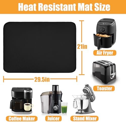 Heat Resistant Mats for Air Fryer on Countertop, 29.5 x 21in, Black - Image 5