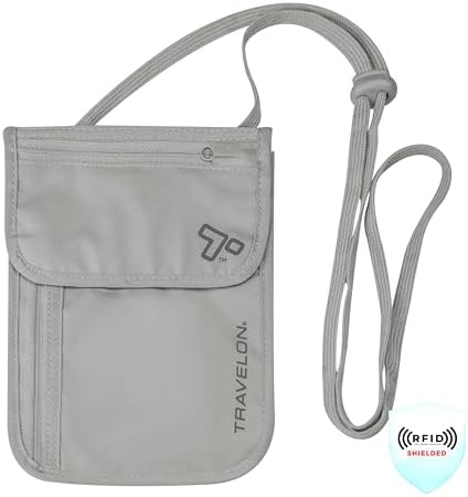 Travelon Rfid Blocking Undergarment Neck Pouch Travel Wallet, Gray, One Size - Image 2