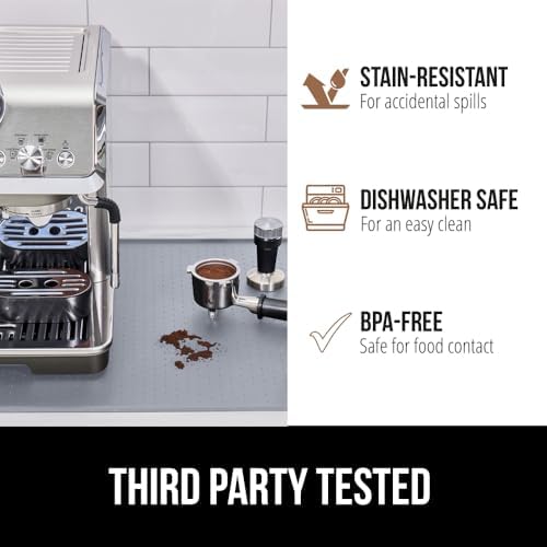GORILLA GRIP Silicone Coffee Mat, Espresso Bar Essentials, 18x28, Gray - Image 4