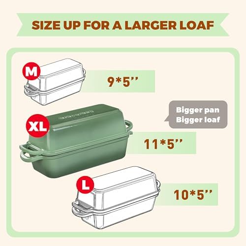 Cast Iron Loaf Pan with Lid, 11x5 Inch 5.8 Qt Sourdough Pan - Image 3