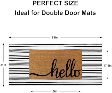 Fall Front Door Mat 2'x4.3', Cotton Washable Striped Outdoor Rug - Image 2