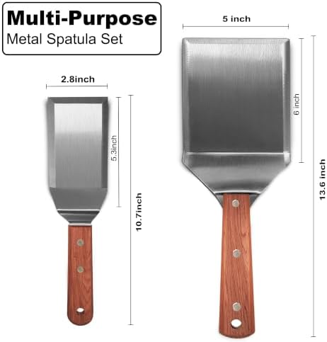 Large and Small Stainless Steel Griddle Spatula BBQ Burger Turner - Image 6