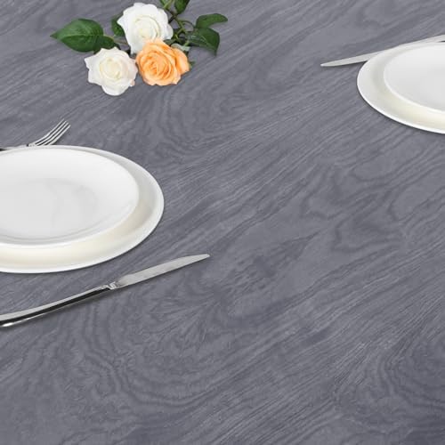 LUSHVIDA Round Tablecloth, Fitted Table Cloth for 45"-56" Tables, Wood Gray - Image 6