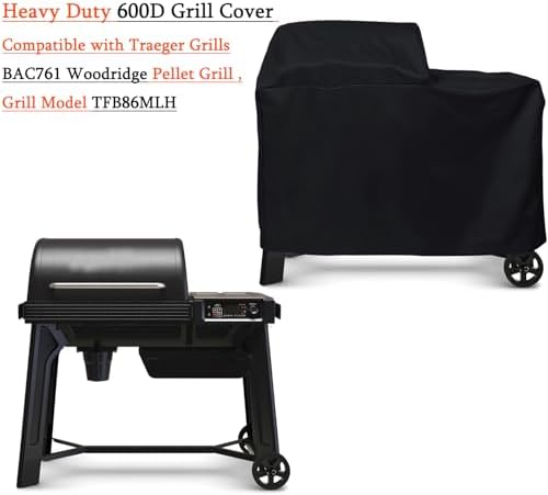 Grill Cover for Traeger Grills BAC761 Woodridge Pellet Grill and Smoker TFB86MLH All Weather 600D Waterproof Grill Cover,Traeger Woodridge Cover - Image 6
