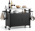 VEVOR Outdoor Grill Cart with Storage Cabinet, 53.1 Inch Grill Table, Waterproof Kitchen Island with Stainless Steel Top, Shelf, and Wheels, Movable Food Prep Station for Patio Bar Backyard BBQ by VEVOR