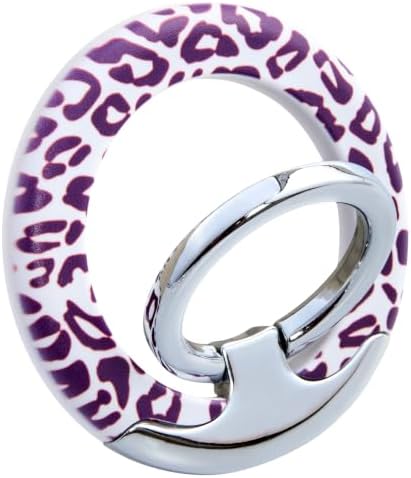 Magnetic Phone Ring for MagSafe Grip, Super Magnet Twinkle Design Ring Holder Stand, MagSafe Accessory for iPhone 17/16/15/14/13 Pro Max Plus，Purple Leopard by Unknown