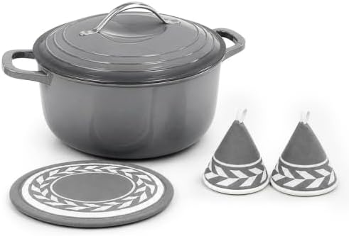 Winado 5 Qt Enameled Cast Iron Dutch Oven Pot with Lid, Black‑Gray Ombre by Winado