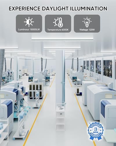 8FT 6 Pack LED Shop Lights, 120W 18000LM 6000K Garage Lighting - Image 5