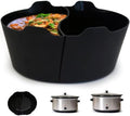 Magikichen Silicone Crock pot Liners,Slow Cooker Liners,6-7 Quart Oval Reusable Crock pot Divider Insert,BPA-Free, Dishwasher Safe 2 in1(Black) by Magikichen