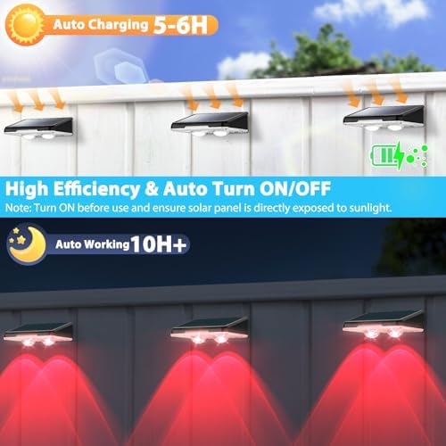 Brightever Solar Fence Lights Black 16-Pack, Color Changing & 7 Fixed Color - Image 3