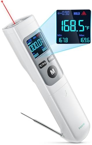 ERICKHILL Infrared Thermometer Gun with Meat Probe, 2-in-1 Temperature Gun with Laser for Cooking, Thermometer Gun for Grill, Pizza, Meat, BBQ, HVAC by ERICKHILL