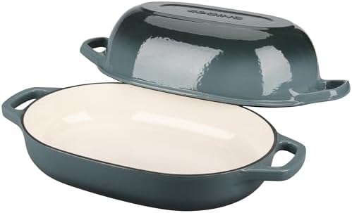 EDGING CASTING Enameled Cast Iron Oval Dutch Oven Pot with Lid, Dutch Oven for Sourdough Bread Baking, Bread Oven, Bread Dutch Oven, Oval Bread Pan, 7qt, Slateblue - Image 4