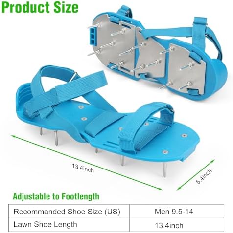 Lawn Aerator Shoes for Grass - Pre-Assembled Grass Aerator Shoes for Lawn - Soil Yard Aerator Tool for Aerating Patio Garden, Blue, Large Size - Image 2
