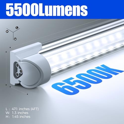 Barrina T8 LED Shop Lights 4FT, 40W 5500LM 6500K, High Output, 2 Packs - Image 3