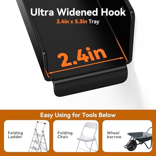 niffgaff Ladder Hooks for Garage Wall, 2 Pack Heavy Duty Wall Mount Storage Hanger for Ladders, Chairs & Patio Furniture, Fits Step & Extension Ladders, Garage Organization - Image 4
