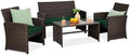 Best Choice Products 4-Piece Outdoor Wicker Patio Conversation Furniture Set for Backyard w/Coffee Table, Seat Cushions - Brown/Midnight Green by BestChoiceProducts