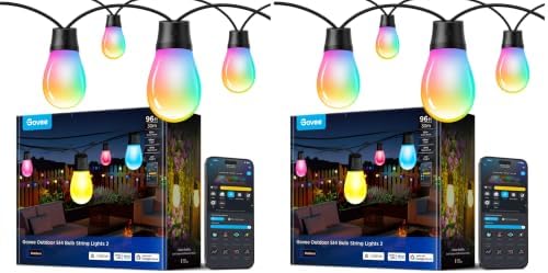 Govee S14 Bulb Outdoor String Lights 2, 96ft RGBICWW, 30 LED Bulbs, IP66 (Pack of 2) by Unknown