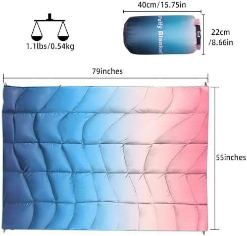 Outdoor Puffy Camping Blanket, Large Outdoor Blanket Waterproof, 55*79'' - Image 2