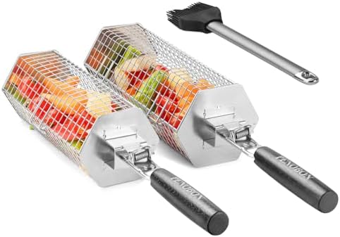 Rolling Grilling Basket, 2 PCS 304 Stainless Steel BBQ Grill Baskets - Image 5