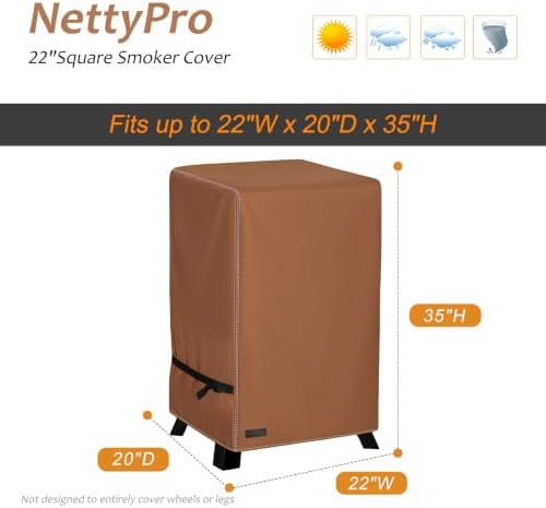 NetttyPro Electric Smoker Cover 30 inch for Outside, 22" W x 20" D x 35" H - Image 6