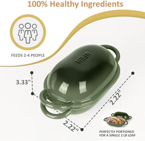 Dutch Oven for Bread Baking – Premium Cast Iron Pot with Lid – Perfect for Sourdough, Artisan Loaves & No-Knead Bread – 2 QT / 1.9L (Enameled, Round, Oven & Stovetop Safe), Green - Image 6