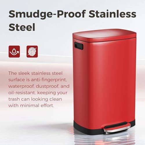 ELPHECO Kitchen Trash Can with Lid 13 Gal Stainless Steel Pedal Garbage Can - Image 2
