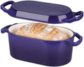 VORRINGARD Oval Dutch Oven Pot with Lid, Enamel Coating Cast Iron Bread Pans for Homemade Sourdough Bread Baking, Cooking, 4 Quart, Purple by Unknown