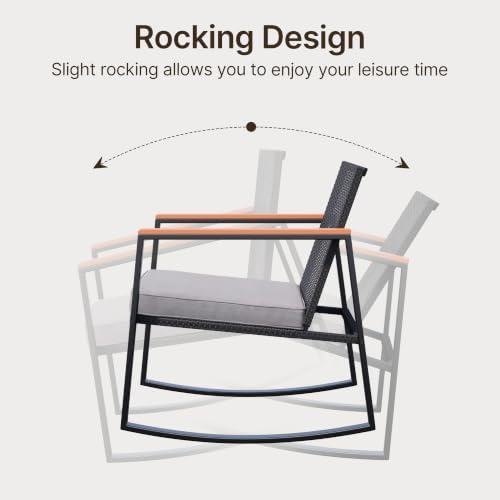 Gizoon 3 Pieces Rocking Patio Bistro Set with Anti-Scald Armrest - Image 6