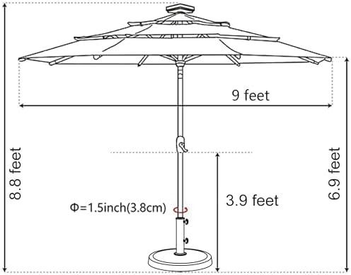 EliteShade USA 10-Year-Non-Fading 9ft 3-Tier Market Patio Umbrella, Commercial Table Umbrella with 80 Solar LED Lights, Crank Open, Windproof & UPF 50+ UV Protection for Garden, Deck, Pool, Backyard, White - Image 6