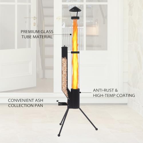 64" Pellet Stove, Outdoor Wood Pellet Patio Heater with Glass Tube - Image 3