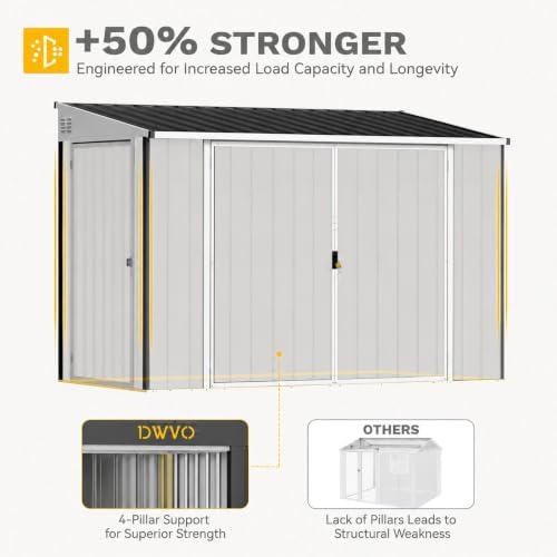 DWVO 7' x 4' Outdoor Storage Shed with 3 Lockable Doors & Air Vent - Image 5