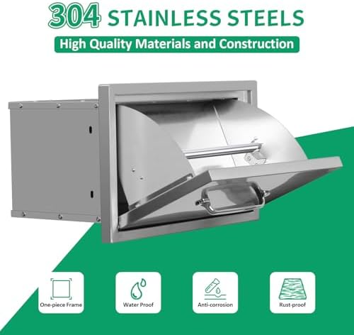 Outdoor Kitchen Drawers 16" W x 10" H x 10" D Stainless Steel Paper Towel Drawers with Ergonomic Handle for BBQ Island, Patio Grill Station & Outdoor Kitchen Cabinets - Image 3