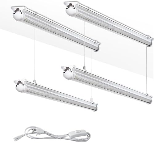 Skymoatled 4Pack 8FT LED Shop Light Garage Lights,100W 6000K 15000LM White Light,Hanging/Surface Mount,Plug and Play,Super Bright T8 Tube Light,Linkable LED Shop Lights for Warehouse Workshop Basement by Skymoatled