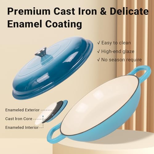 Enameled Cast Iron Dutch Oven, 3.8 Quart Dutch Oven Pot with Lid, Non Stick Cast Iron Pot, Round Oven Safe up to 500°F, Use for Marinate, Cook, Bake and Serve – Gradient Blue - Image 4