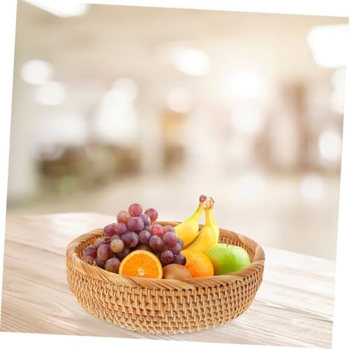 Rattan Woven Storage Basket, Vintage Khaki Fruit Snack Organizer - Image 7