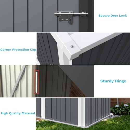 Greesum Outdoor Storage Shed 5 x 3 ft. Utility Tool Shed, Gray - Image 3