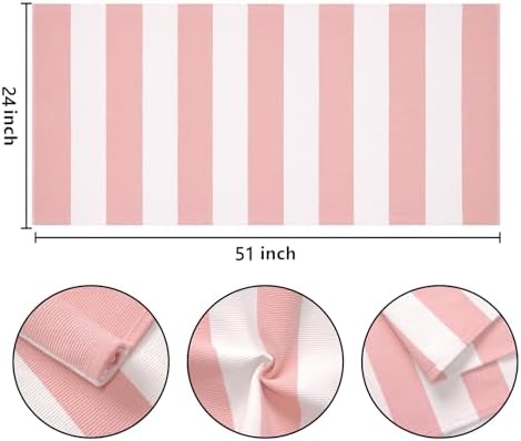 Pink and White Outdoor Rug 2'x4.3'，Striped Washable Front Porch Rug - Image 2