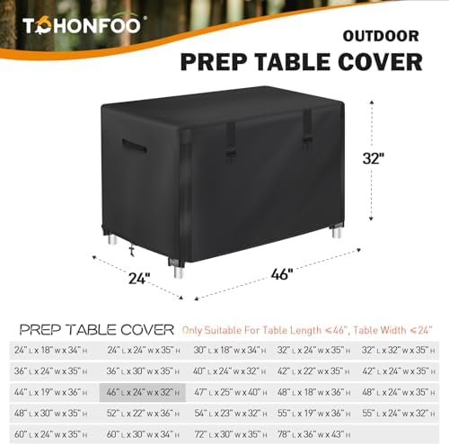 TOHONFOO Outdoor Prep Table Cover Waterproof for Grill Cart,46x24x32in - Image 2