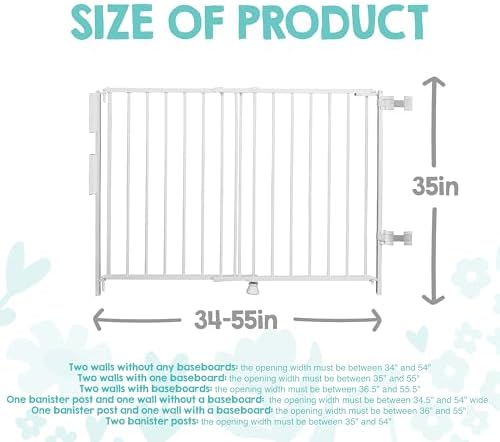 Regalo Safety 35" Extra Tall Baby Gate for Top of Stairs & Dooways - Image 3