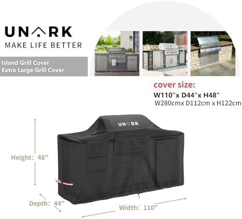 110 Inch Extra Large Grill Cover Kitchen Island Cover Large Island Grill Cover for Outdoor Grill Outdoor Kitchen Cover Heavy Duty Waterproof 110" L x 44" W x 48" H, Black - Image 2