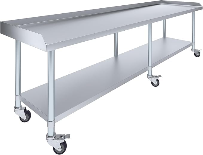 96" x 24" Stainless Steel Equipment Stand with Undershelf and Casters NSF by ExpressKitchQuip