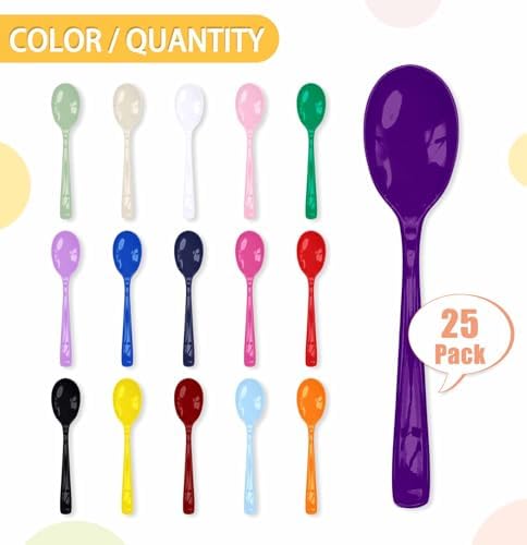 SietDESEO 25 PCS Purple Plastic Spoons Disposable Utensils Heavy Duty Purple Spoons Disposable Cutlery for Birthday Wedding Baby Shower Bridal Shower Plastic Silverware - Image 5