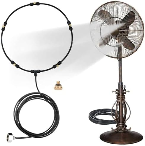 Outdoor Misting Fan Kit for a Cool Patio Breeze,Water Mister Spray for Cooling Outdoor,26FT (8M) Misting Line + 5 Brass Mist Nozzles + a Brass Adapter(3/4) Fit to Any Outdoor Fan by LANDGARDEN