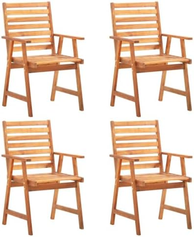 Tidyard 5 Piece Garden Dining Set, Solid Acacia Wood Outdoor Patio Furniture with 4 Chairs and Square Table for Backyard Lawn Deck - Image 2
