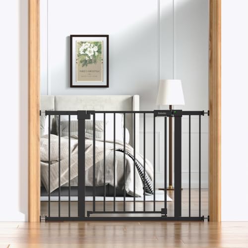 Babelio 31-46" Baby Gate for Stairs, PressGuard Pet Gate with Wide Door by BABELIO
