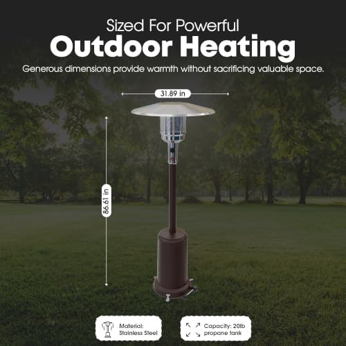 GasOne PH-8000A 50,000 BTU Outdoor Propane Heater for Patio with Wheels - Image 4