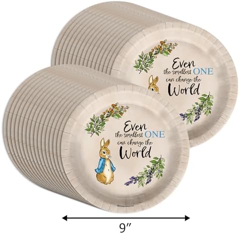 Birthday Galore Peter Rabbit Boy's Baby Shower - 32 Piece Disposable Party Supplies - Spring Baby Shower Decorations - Round Party Plates - Large 9" Paper Plates In Bulk - Image 2