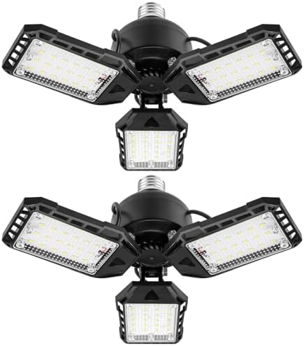 Aoretic LED Garage Lights 1 Pack -80W, 8000LM 6500K Led Shop Light with 3 Deformable Panels, Basement Barn Light Garages Ceiling Lights, E26/E27 for Garage, Warehouse, Shop, Basement by Aoretic